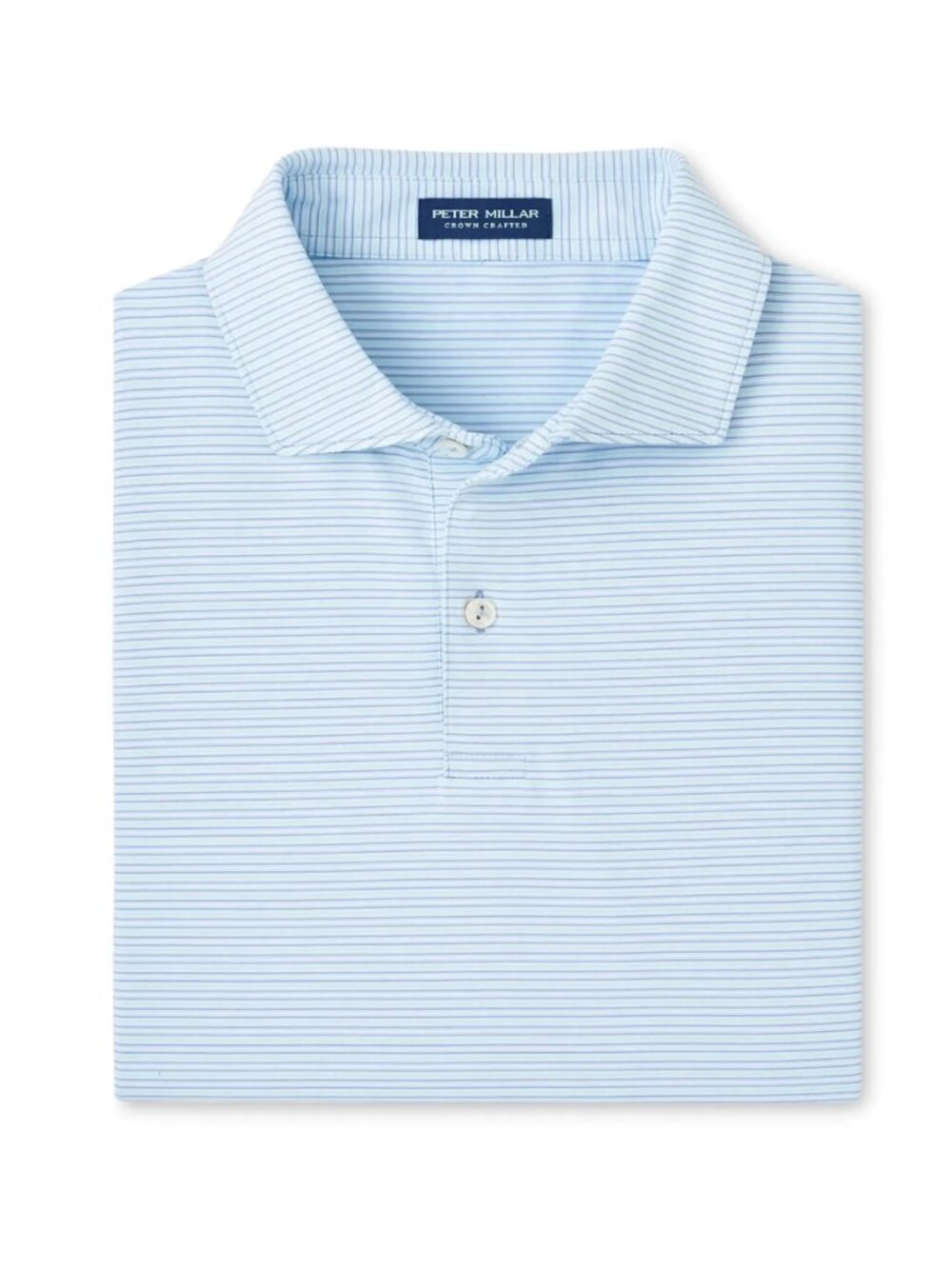 Peter Millar Angelite Blue Chord Performance Jersey Polo Stripe Golf Light NWT L